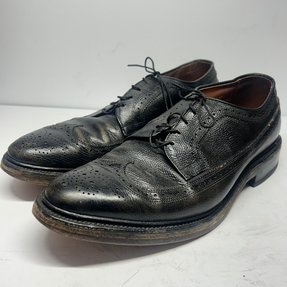 Allen Edmonds MacNeil Black Pebble Grain Leather Longwing Blucher Mens 9.5 C